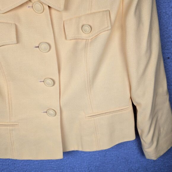 Le Suit Petite Womens Butter Yellow Cropped Blazer Jacket 8P Y2K Retro On Trend - Picture 6 of 9